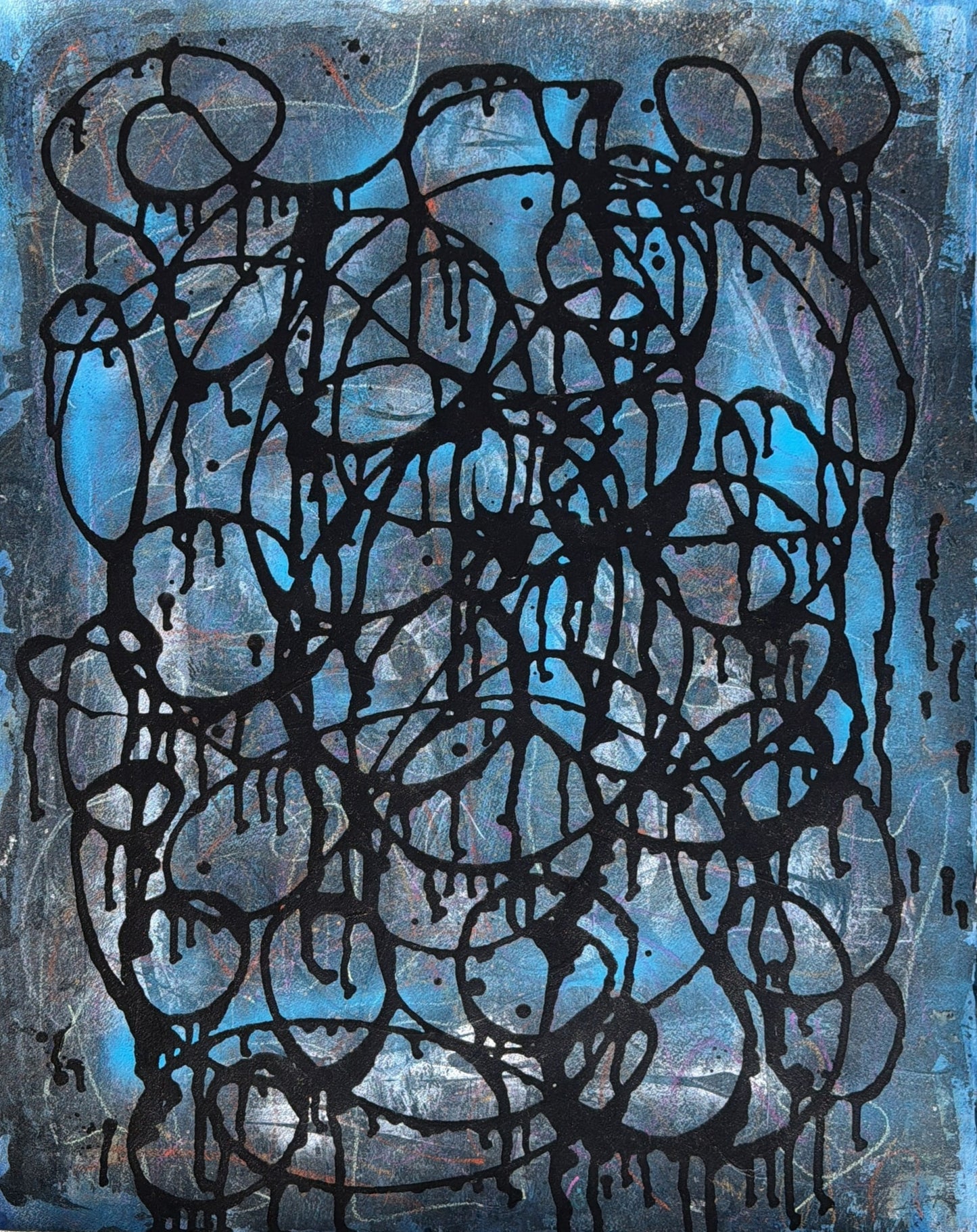 Midnight Web- Original Abstract Painting on Fine Art Paper